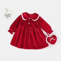 Load image into Gallery viewer, Baby Girls Solid Color Dresses Wholesale 220909456
