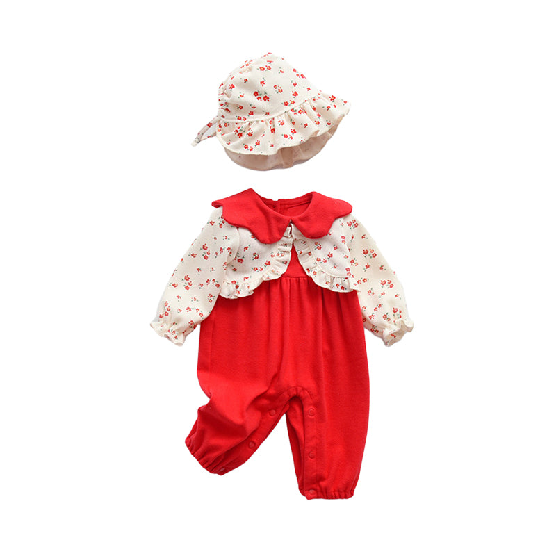 Baby Girls Flower Print Jumpsuits Wholesale 220909547