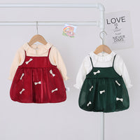 Load image into Gallery viewer, Baby Girls Color-blocking Bow Dresses Wholesale 220909555
