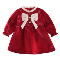 Load image into Gallery viewer, Baby Kid Girls Color-blocking Bow Dresses Wholesale 220909583
