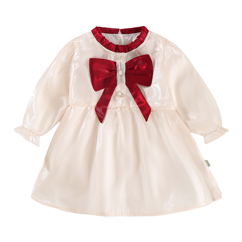 Baby Kid Girls Color-blocking Bow Dresses Wholesale 220909583