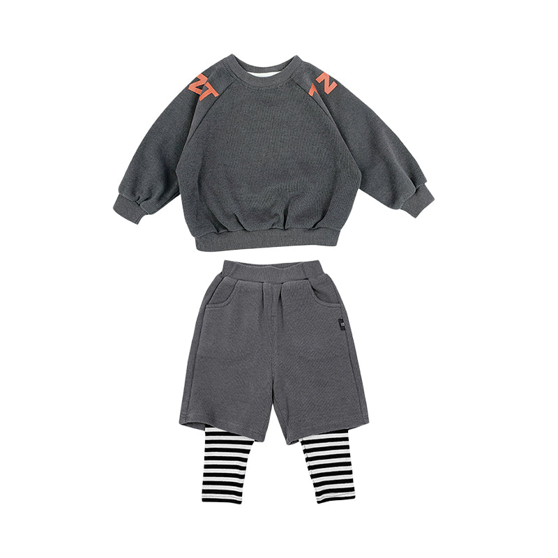 2 Pieces Set Baby Kid Boys Letters Hoodies Swearshirts And Striped Pants Wholesale 220914147