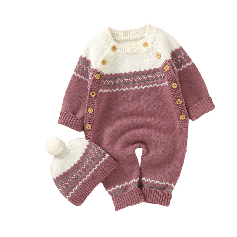 Baby Unisex Color-blocking Crochet Jumpsuits Wholesale 220914166