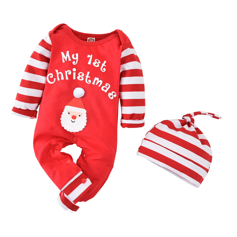 Baby Boys Striped Letters Christmas Jumpsuits Wholesale 220914188