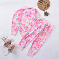 Load image into Gallery viewer, 2 Pieces Set Baby Kid Girls Color-blocking Tie Dye Jackets Outwears And Pants Wholesale 220914210
