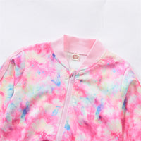 Load image into Gallery viewer, 2 Pieces Set Baby Kid Girls Color-blocking Tie Dye Jackets Outwears And Pants Wholesale 220914210
