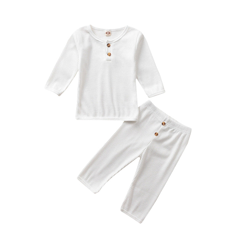 2 Pieces Set Baby Kid Unisex Solid Color Tops And Pants Wholesale 220914418