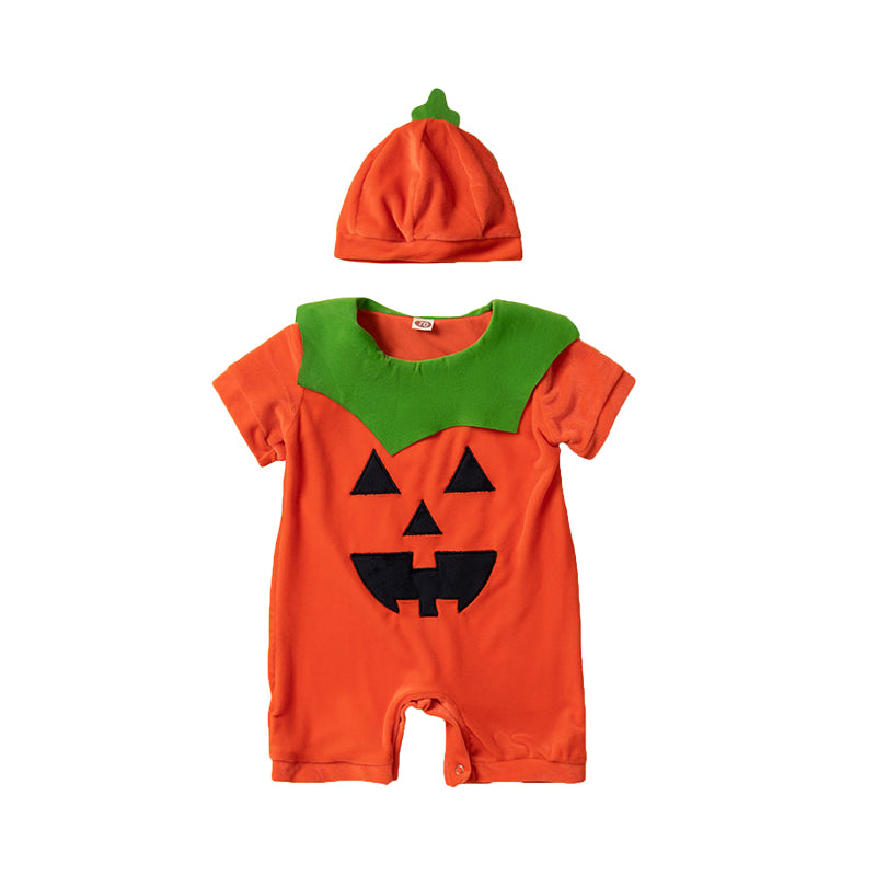 2 Pieces Set Baby Unisex Halloween Hats And Cartoon Rompers Wholesale 220914480