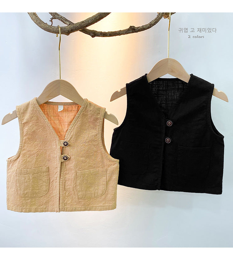 Baby Kid Unisex Solid Color Vests Waistcoats Wholesale 220914486