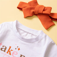 Load image into Gallery viewer, 3 Pieces Set Baby Girls Letters T-Shirts Solid Color Shorts And Bow Headwear Wholesale 220914525
