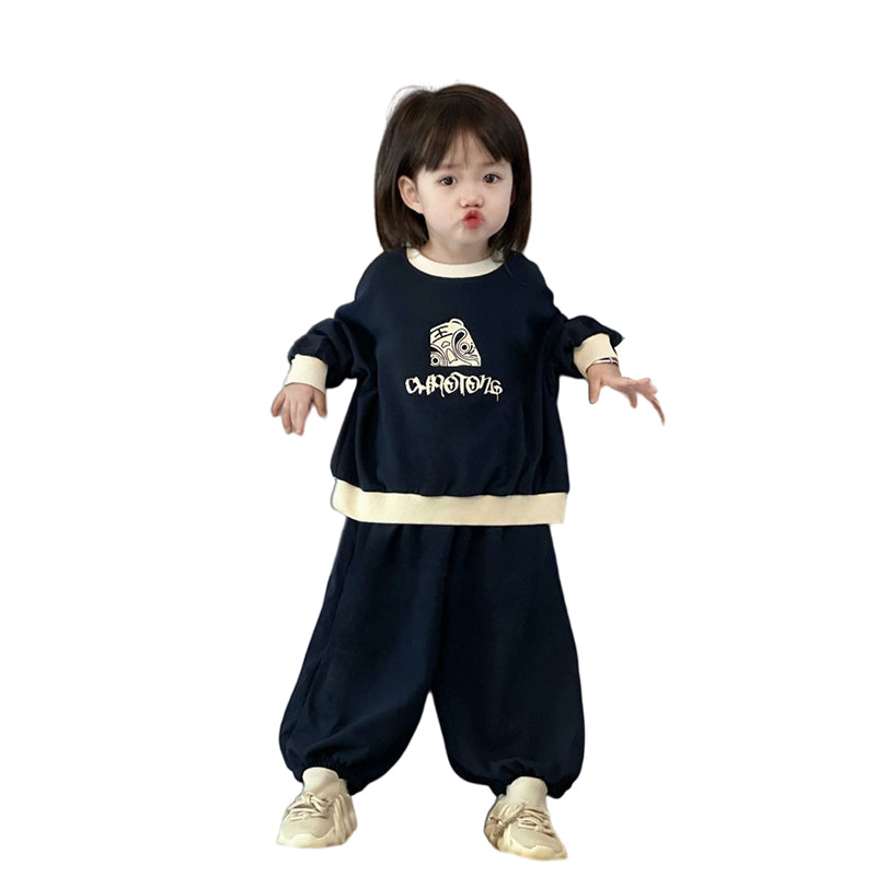 2 Pieces Set Baby Kid Unisex Letters Cartoon Tops And Solid Color Pants Wholesale 220914584