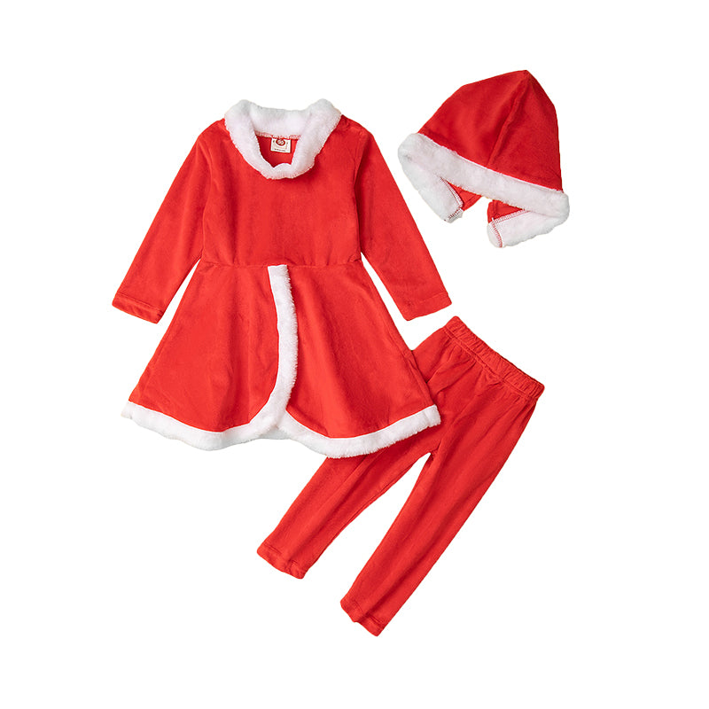 2 Pieces Set Baby Kid Girls Christmas Color-blocking Tops And Pants Wholesale 220914590