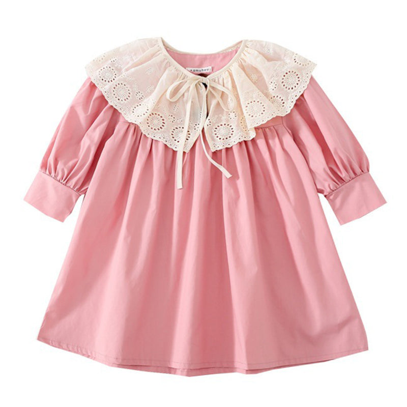 Baby Kid Girls Solid Color Lace Dresses Wholesale 220916145