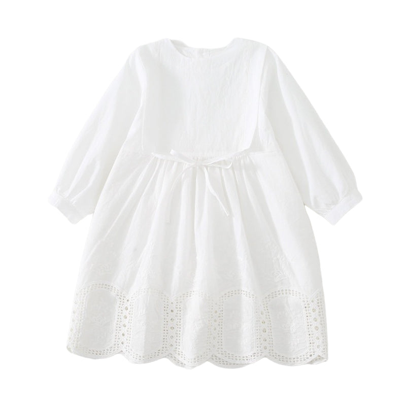 Baby Kid Girls Solid Color Embroidered Dresses Wholesale 220916159