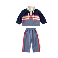 Load image into Gallery viewer, 2 Pieces Set Baby Kid Girls Color-blocking Hoodies Swearshirts And Pants Wholesale 220916290
