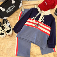 Load image into Gallery viewer, 2 Pieces Set Baby Kid Girls Color-blocking Hoodies Swearshirts And Pants Wholesale 220916290
