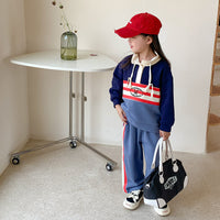 Load image into Gallery viewer, 2 Pieces Set Baby Kid Girls Color-blocking Hoodies Swearshirts And Pants Wholesale 220916290
