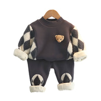 Load image into Gallery viewer, 2 Pieces Set Baby Kid Unisex Cartoon Tops And Checked Pants Wholesale 22091637
