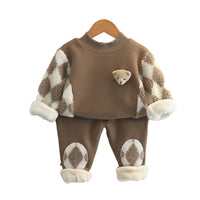 Load image into Gallery viewer, 2 Pieces Set Baby Kid Unisex Cartoon Tops And Checked Pants Wholesale 22091637
