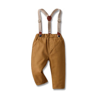 Load image into Gallery viewer, 2 Pieces Set Baby Kid Boys Dressy Checked Plant Bow Print Shirts And Trousers Suits Wholesale 220916409
