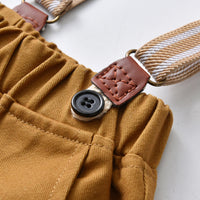 Load image into Gallery viewer, 2 Pieces Set Baby Kid Boys Dressy Checked Plant Bow Print Shirts And Trousers Suits Wholesale 220916409
