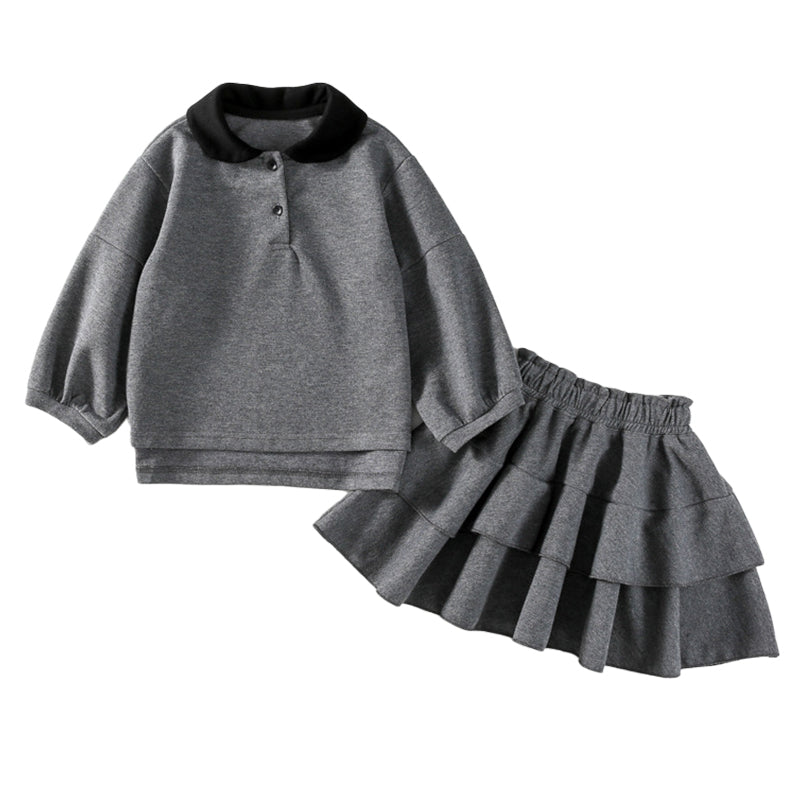 2 Pieces Set Baby Kid Girls Solid Color Tops And Skirts Wholesale 220916431
