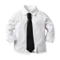 Load image into Gallery viewer, 2 Pieces Set Baby Kid Boys Birthday Party Solid Color Bow Shirts And Checked Jumpsuits Wholesale 220916433
