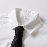 Load image into Gallery viewer, 2 Pieces Set Baby Kid Boys Birthday Party Solid Color Bow Shirts And Checked Jumpsuits Wholesale 220916433
