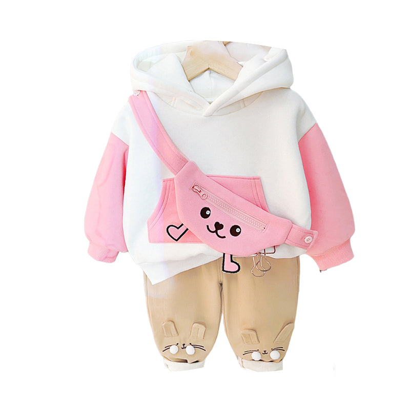 2 Pieces Set Baby Kid Girls Color-blocking Print Hoodies Swearshirts And Cartoon Pants Wholesale 220916436