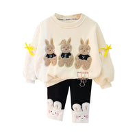 Load image into Gallery viewer, 2 Pieces Set Baby Kid Girls Cartoon Bow Hoodies Swearshirts And Color-blocking Pants Wholesale 220916446
