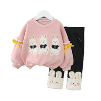 Load image into Gallery viewer, 2 Pieces Set Baby Kid Girls Cartoon Bow Hoodies Swearshirts And Color-blocking Pants Wholesale 220916446
