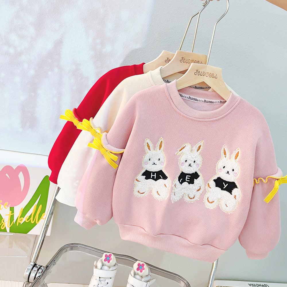 2 Pieces Set Baby Kid Girls Cartoon Bow Hoodies Swearshirts And Color-blocking Pants Wholesale 220916446