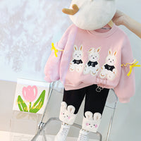 Load image into Gallery viewer, 2 Pieces Set Baby Kid Girls Cartoon Bow Hoodies Swearshirts And Color-blocking Pants Wholesale 220916446
