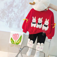 Load image into Gallery viewer, 2 Pieces Set Baby Kid Girls Cartoon Bow Hoodies Swearshirts And Color-blocking Pants Wholesale 220916446
