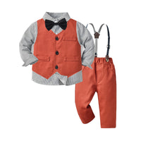 Load image into Gallery viewer, 3 Pieces Set Baby Kid Boys Birthday Party Striped Shirts Solid Color Vests Waistcoats And Jumpsuits Wholesale 220916468
