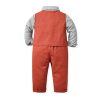 Load image into Gallery viewer, 3 Pieces Set Baby Kid Boys Birthday Party Striped Shirts Solid Color Vests Waistcoats And Jumpsuits Wholesale 220916468
