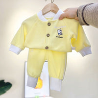 Load image into Gallery viewer, 2 Pieces Set Baby Unisex Letters Cartoon Print Jackets Outwears And Color-blocking Pants Wholesale 22091647
