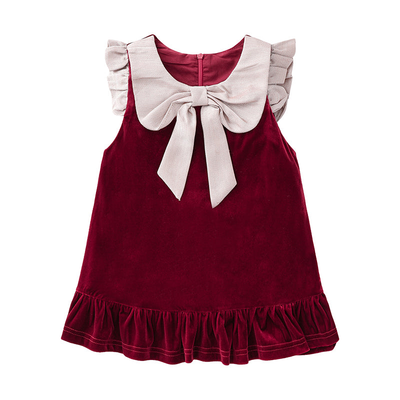 Baby Kid Girls Color-blocking Bow Dresses Wholesale 22091648