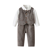 Load image into Gallery viewer, 3 Pieces Set Baby Kid Big Kid Boys Birthday Party Solid Color Shirts Vests Waistcoats And Jumpsuits Wholesale 22091649
