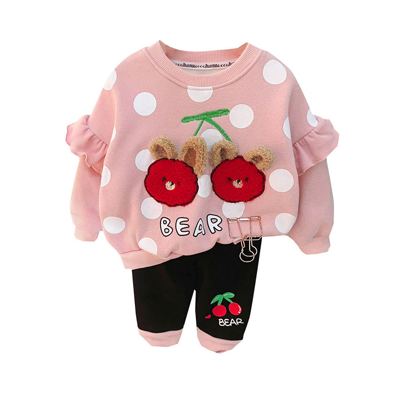 2 Pieces Set Baby Kid Girls Cartoon Hoodies Swearshirts And Pants Wholesale 220916499