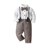 Load image into Gallery viewer, 2 Pieces Set Baby Kid Big Kid Boys Birthday Party Solid Color Bow Shirts And Jumpsuits Wholesale 22091652
