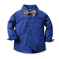 Load image into Gallery viewer, 2 Pieces Set Baby Kid Big Kid Boys Birthday Party Solid Color Bow Shirts And Jumpsuits Wholesale 22091652
