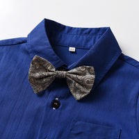 Load image into Gallery viewer, 2 Pieces Set Baby Kid Big Kid Boys Birthday Party Solid Color Bow Shirts And Jumpsuits Wholesale 22091652
