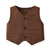 Load image into Gallery viewer, 3 Pieces Set Baby Kid Boys Dressy Solid Color Vests Waistcoats Striped Shirts And Jumpsuits Wholesale 220916522
