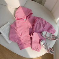 Load image into Gallery viewer, 2 Pieces Set Baby Kid Unisex Solid Color Jackets Outwears And Pants Wholesale 220916525
