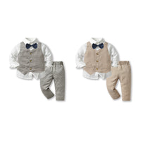 Load image into Gallery viewer, 3 Pieces Set Baby Kid Boys Birthday Party Bow Shirts Checked Vests Waistcoats And Pants Wholesale 220916530
