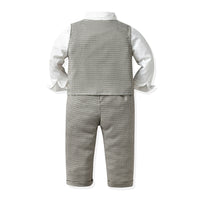 Load image into Gallery viewer, 3 Pieces Set Baby Kid Boys Birthday Party Bow Shirts Checked Vests Waistcoats And Pants Wholesale 220916530
