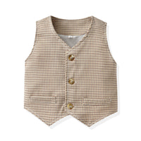 Load image into Gallery viewer, 3 Pieces Set Baby Kid Boys Birthday Party Bow Shirts Checked Vests Waistcoats And Pants Wholesale 220916530
