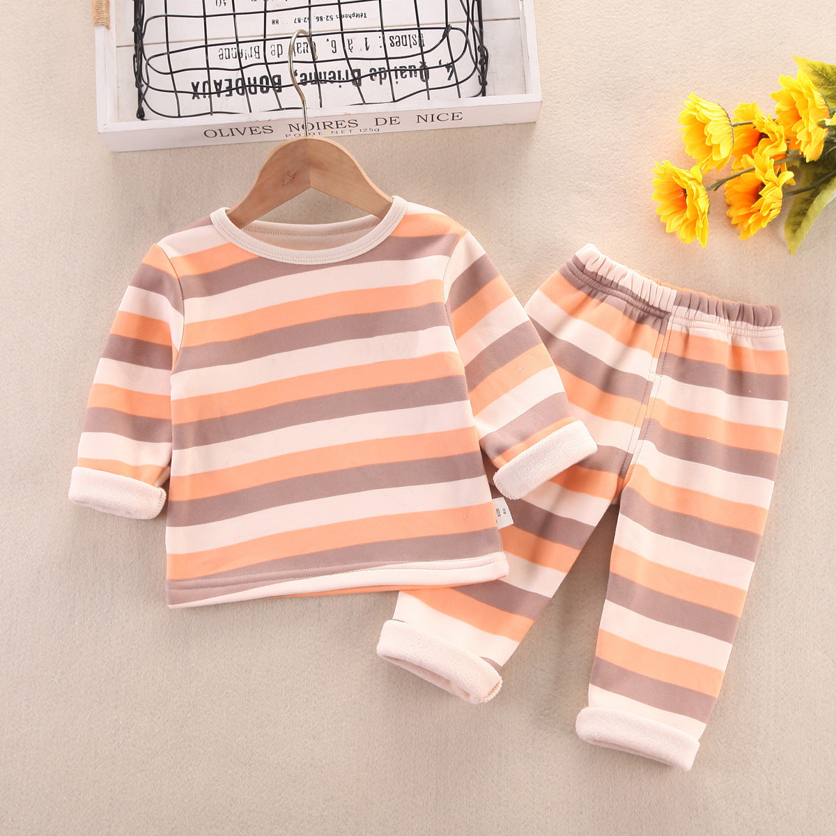 2 Pieces Set Baby Kid Unisex Striped Tops And Pants Sleepwears Wholesale 220916538