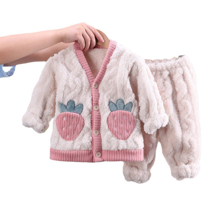 2 Pieces Set Baby Kid Girls Fruit Jackets Outwears And Pants Sleepwears Wholesale 220916558